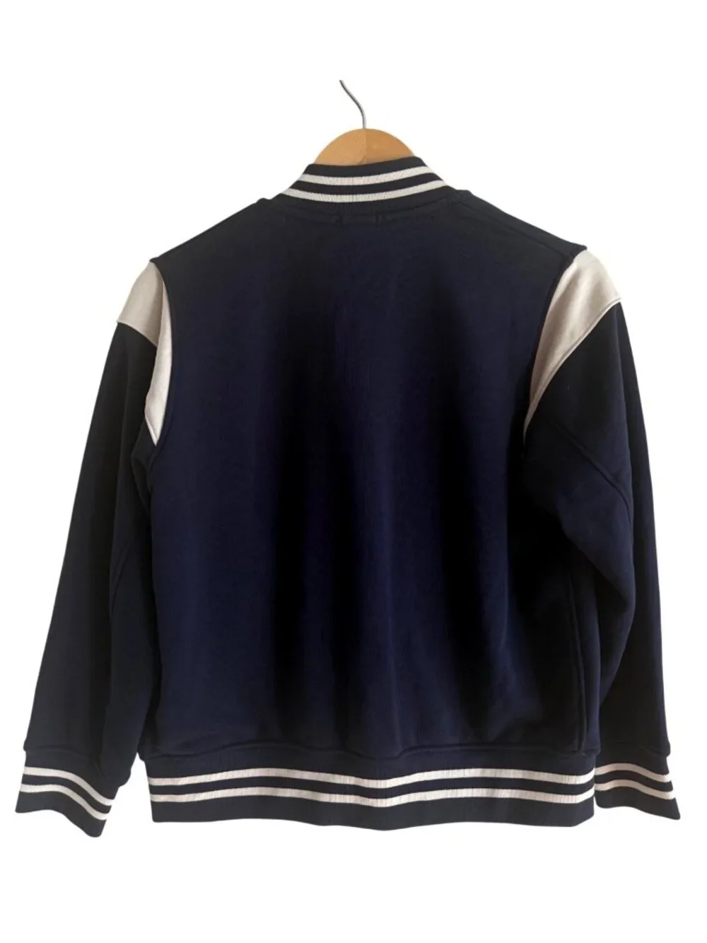 Uniqlo R varsity acadamia letterman jacket navy blue size 150